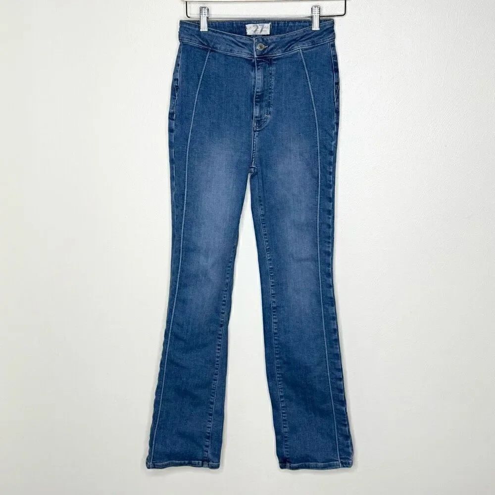 Free People Boot Cut High Rise Embellished Heart Pockets Mid Wash - Women’s US 2